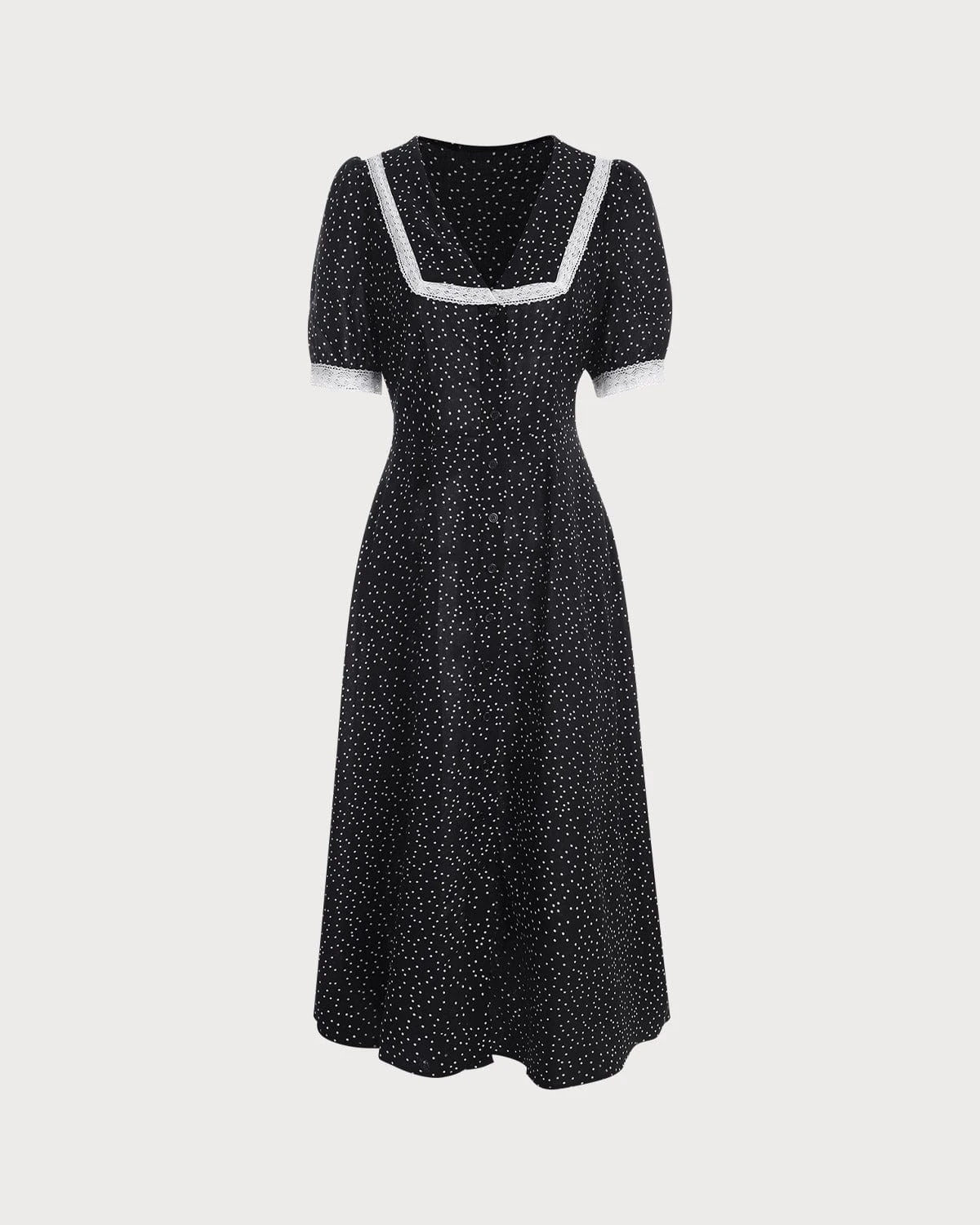 The Polka Dot Lace Trim Midi Dress 6 The Polka Dot Lace Trim Midi Dress - Image 6