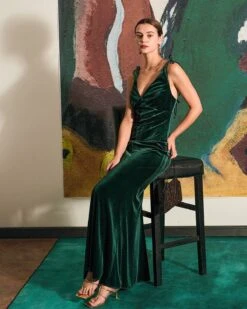 The Velvet Chain Strap Bodycon Maxi Dress
