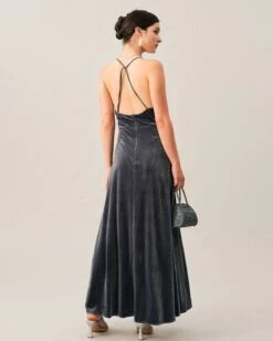 The Criss-cross Backless Velvet Maxi Dress -CINN Clothing Shop maxi dresses the criss cross backless velvet maxi dress 38315261984981