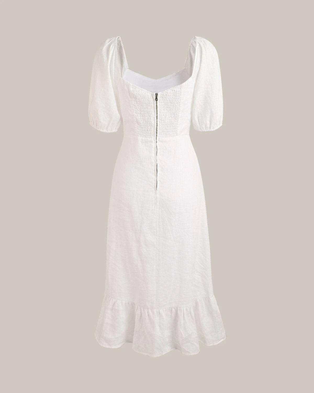 Puff Sleeve Split Hem Midi Dress 4 Puff Sleeve Split Hem Midi Dress - Image 4