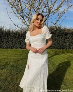 Puff Sleeve Split Hem Midi Dress 9 Puff Sleeve Split Hem Midi Dress -CINN Clothing Shop midi dresses puff sleeve split hem midi dress 37568741277909