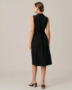 The Black V-Neck Tunic Midi Dress 14 The Black V-Neck Tunic Midi Dress -CINN Clothing Shop midi dresses the lapel single breasted midi dress 38079874924757