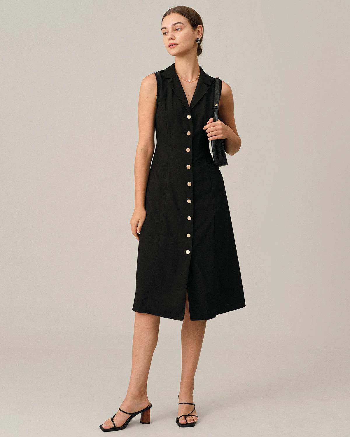 The Black V-Neck Tunic Midi Dress 6 The Black V-Neck Tunic Midi Dress - Image 6