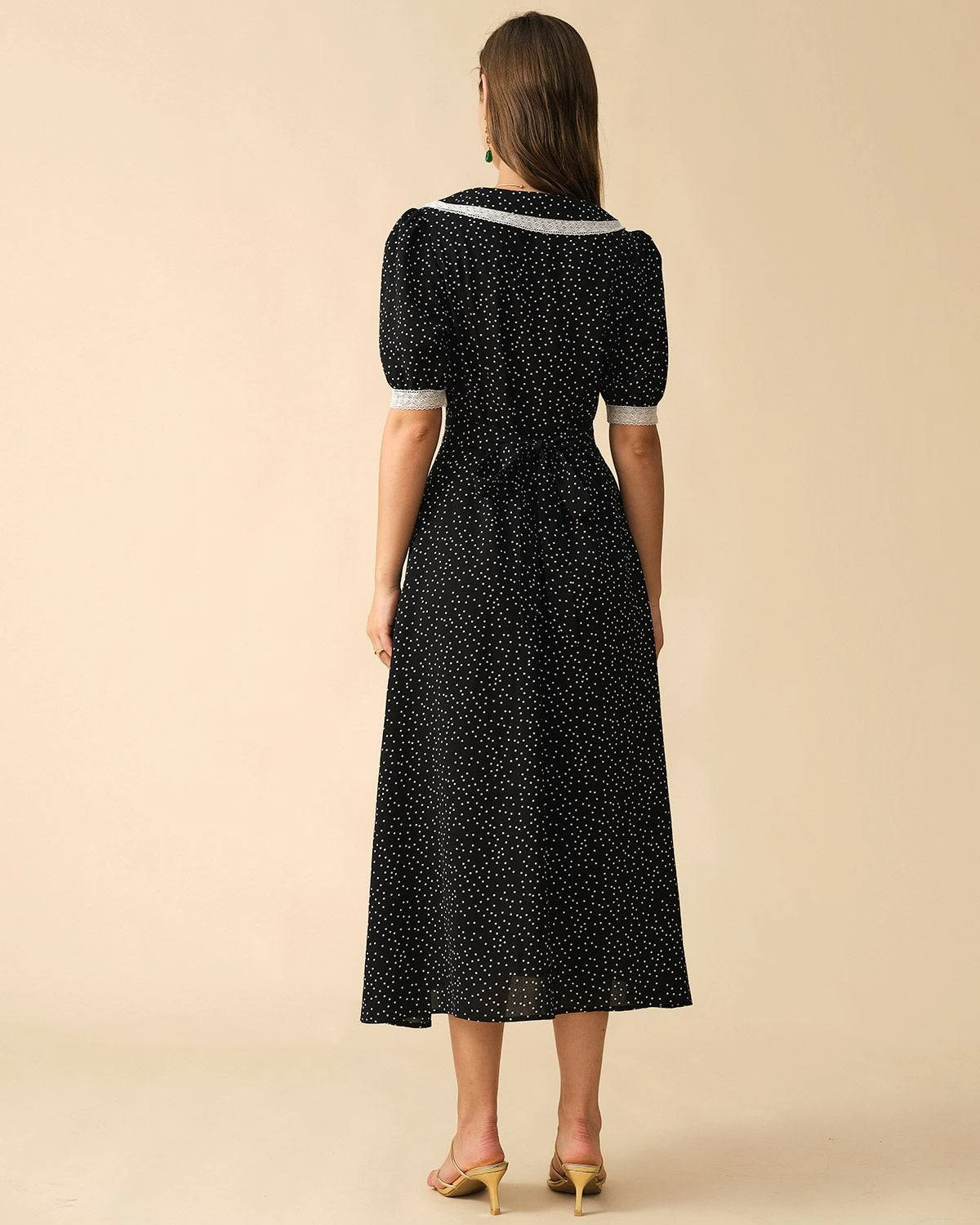 The Polka Dot Lace Trim Midi Dress 5 The Polka Dot Lace Trim Midi Dress - Image 5