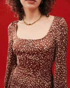 The Polka Dot Square Neckline Dress -CINN Clothing Shop midi dresses the polka dot square neckline dress 36596231831765