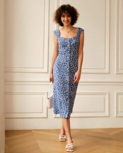 The Single-breasted Floral Midi Dress 12 The Single-breasted Floral Midi Dress -CINN Clothing Shop midi dresses the single breasted floral midi dress 37777170956501