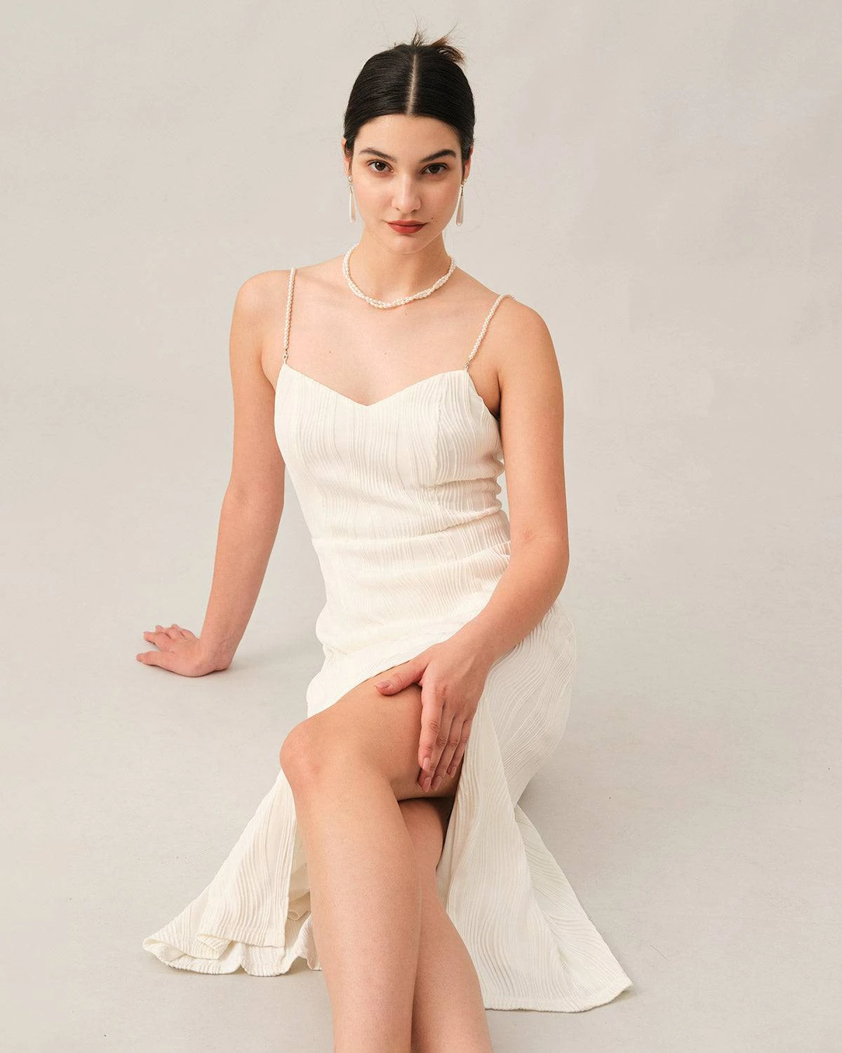 The Wave Textured Pearl Strap Midi Dress 3 The Wave Textured Pearl Strap Midi Dress - Image 3