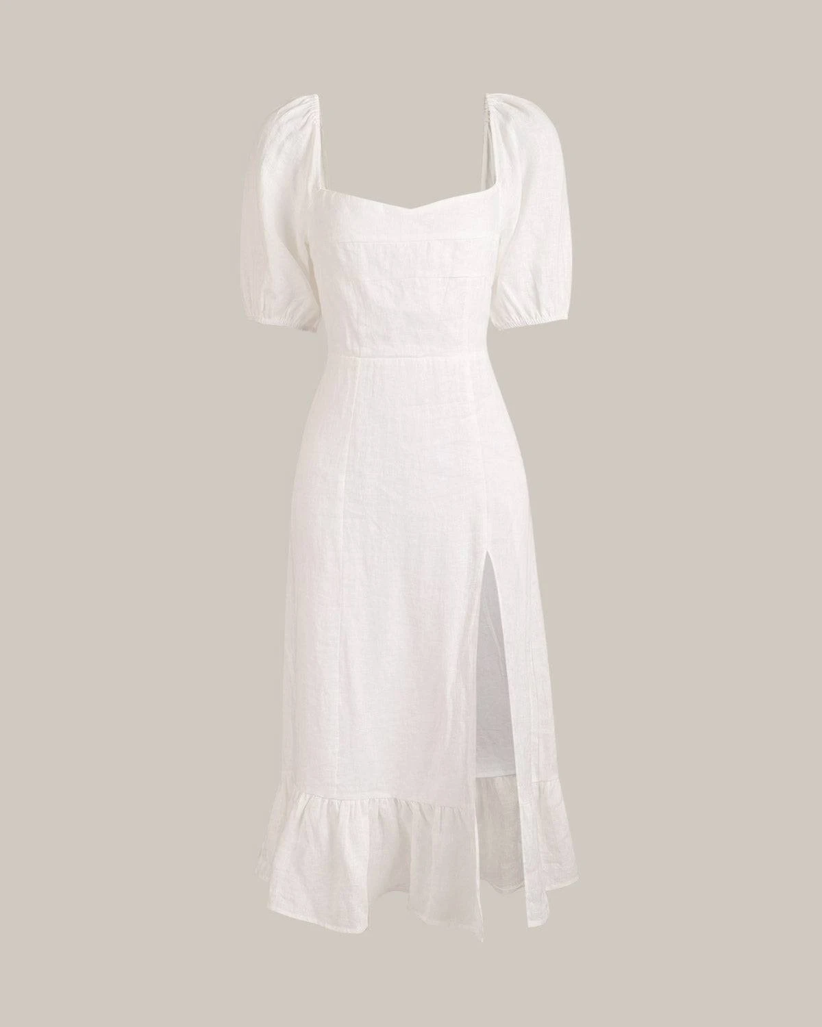 Puff Sleeve Split Hem Midi Dress 2 Puff Sleeve Split Hem Midi Dress - Image 2