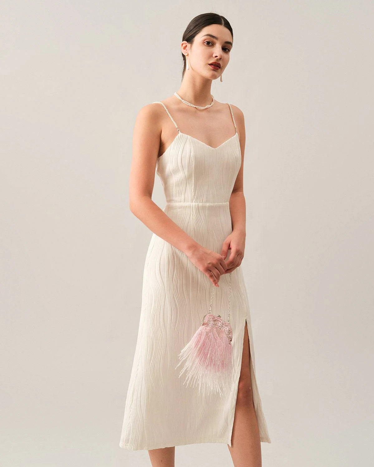 The Wave Textured Pearl Strap Midi Dress 4 The Wave Textured Pearl Strap Midi Dress - Image 4