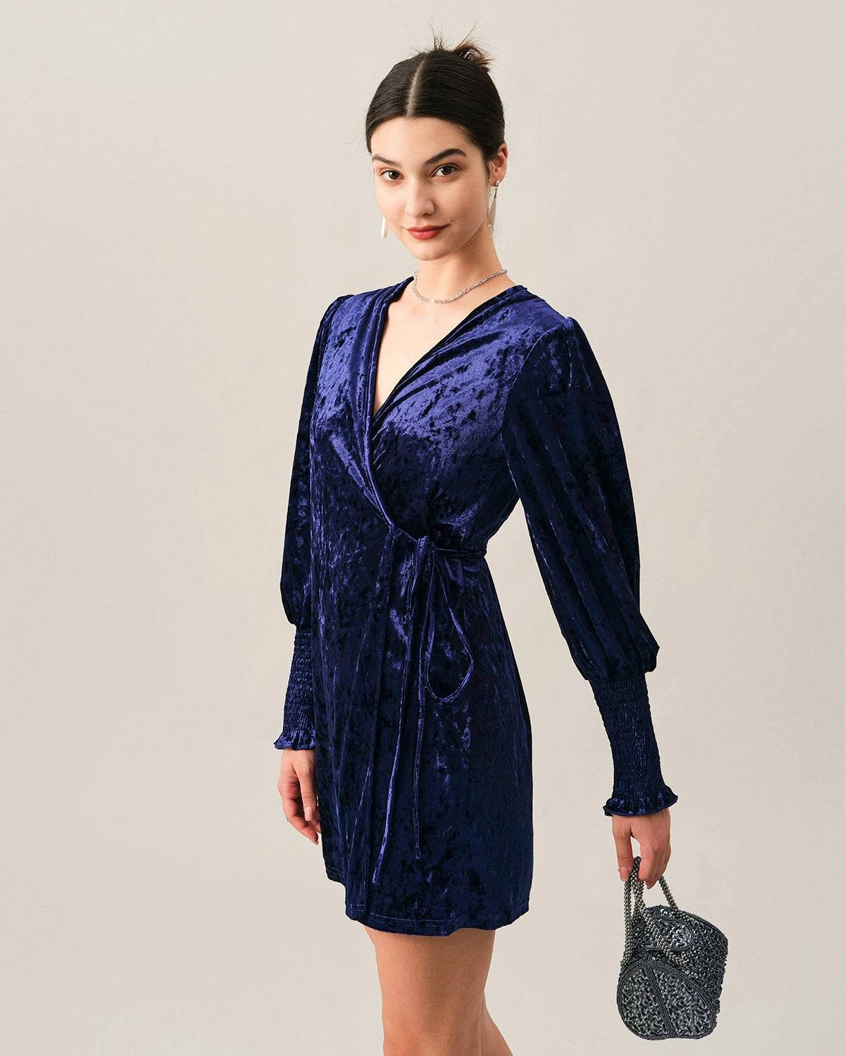 The Velvet Wrap Long Sleeve Mini Dress 1 The Velvet Wrap Long Sleeve Mini Dress