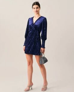 The Velvet Wrap Long Sleeve Mini Dress 12 The Velvet Wrap Long Sleeve Mini Dress -CINN Clothing Shop mini dresses the velvet wrap long sleeve mini dress 38182957842645