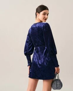 The Velvet Wrap Long Sleeve Mini Dress 10 The Velvet Wrap Long Sleeve Mini Dress -CINN Clothing Shop mini dresses the velvet wrap long sleeve mini dress 38182957875413