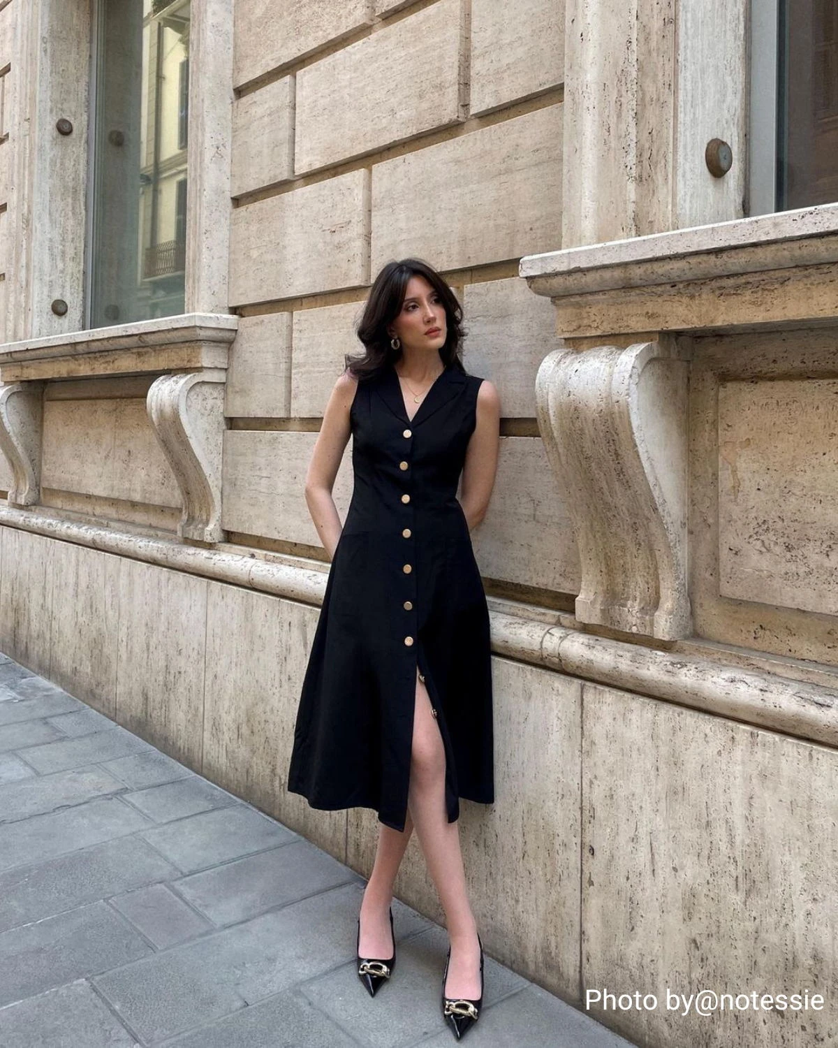 The Black V-Neck Tunic Midi Dress 3 The Black V-Neck Tunic Midi Dress - Image 3