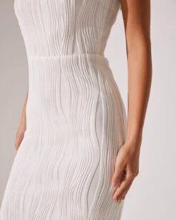 The Water Ripple Textured White Backless Midi Dress -CINN Clothing Shop textured backless midi dress dresses d2uzpi 259719