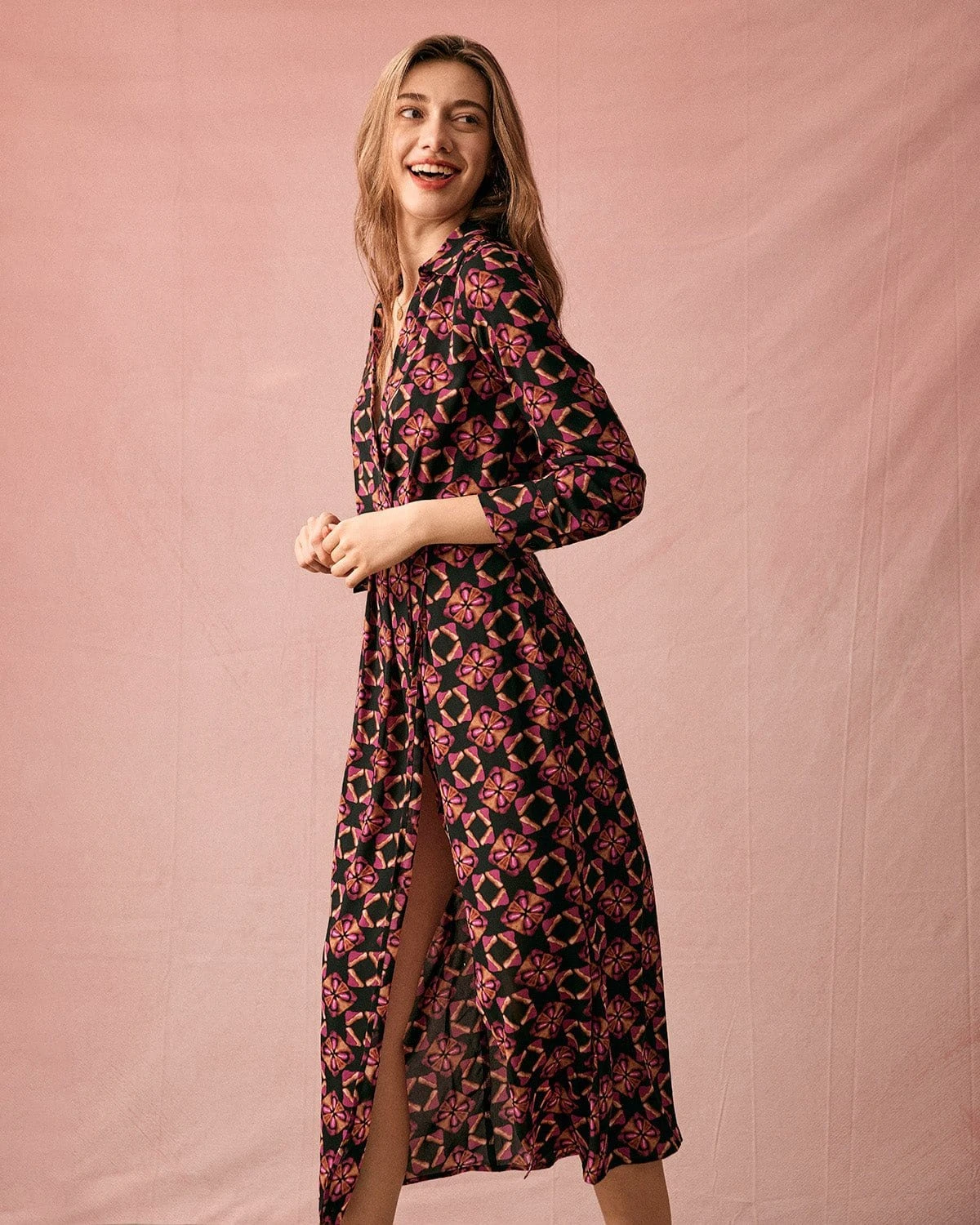 The Lapel Floral Long Sleeve Maxi Dress 3 The Lapel Floral Long Sleeve Maxi Dress - Image 3