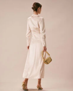 The Apricot Lapel Pleated Satin Maxi Dress 11 The Apricot Lapel Pleated Satin Maxi Dress -CINN Clothing Shop the apricot collared wrap satin maxi dress dresses vglr2a