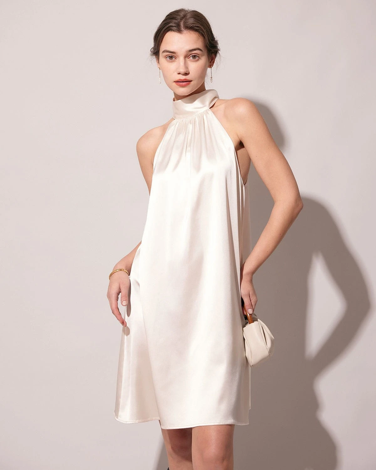 The Apricot Halter Satin A-line Mini Dress 1 The Apricot Halter Satin A-line Mini Dress