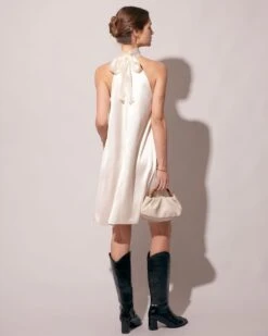 The Apricot Halter Satin A-line Mini Dress 11 The Apricot Halter Satin A-line Mini Dress -CINN Clothing Shop the apricot halter satin a line mini dress dresses mc4vme 211605