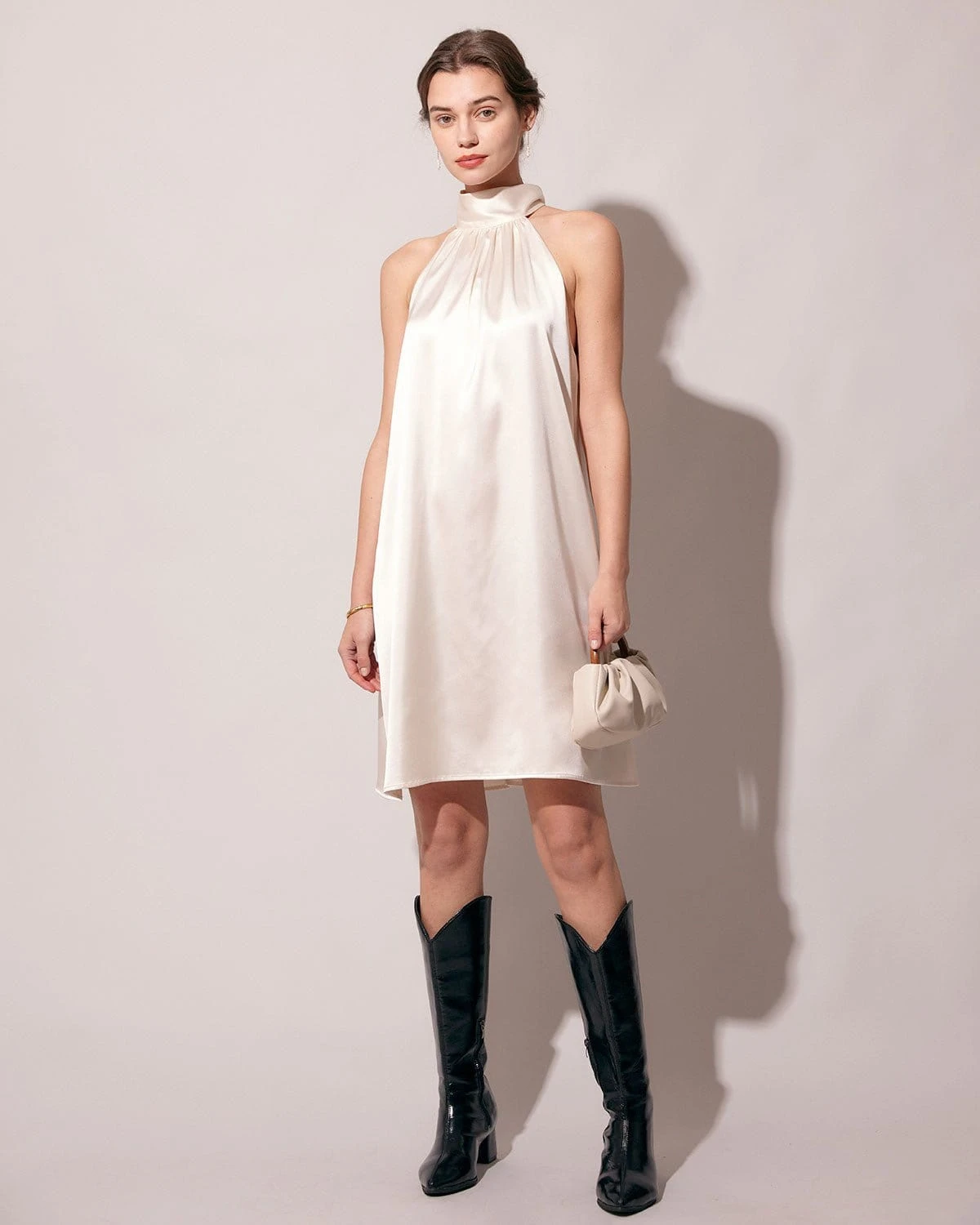 The Apricot Halter Satin A-line Mini Dress 5 The Apricot Halter Satin A-line Mini Dress - Image 5