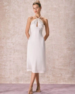 The Apricot Pearl Halter Satin Midi Dress 8 The Apricot Pearl Halter Satin Midi Dress -CINN Clothing Shop the apricot pearl halter midi dress dresses f6cddi