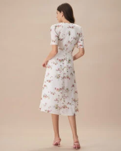 The Apricot V Neck Floral Ruched Midi Dress 9 The Apricot V Neck Floral Ruched Midi Dress -CINN Clothing Shop the apricot v neck floral ruched midi dress dresses t1jsqi