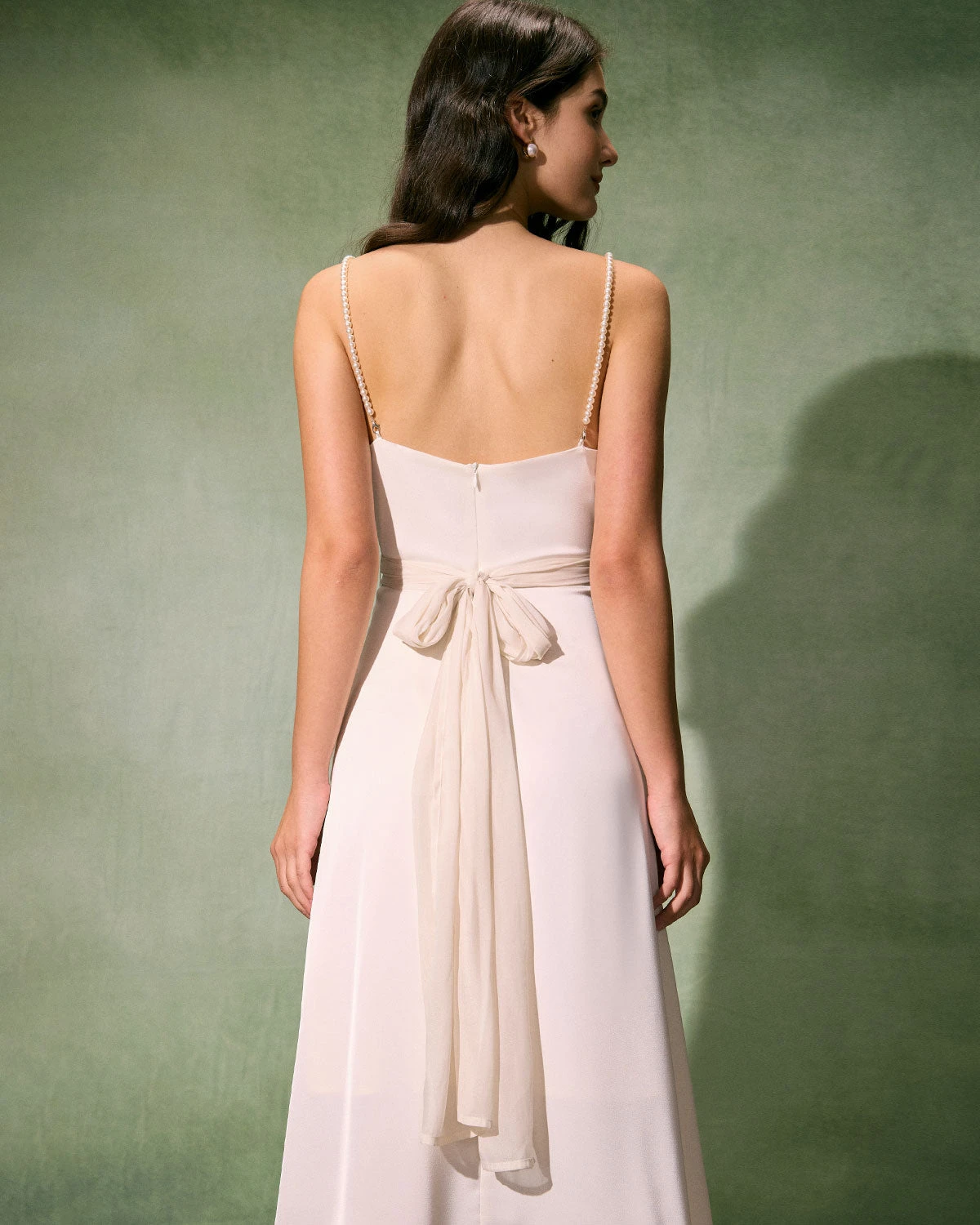 The Apricot V Neck Pearl Strap Satin Midi Dress 3 The Apricot V Neck Pearl Strap Satin Midi Dress - Image 3