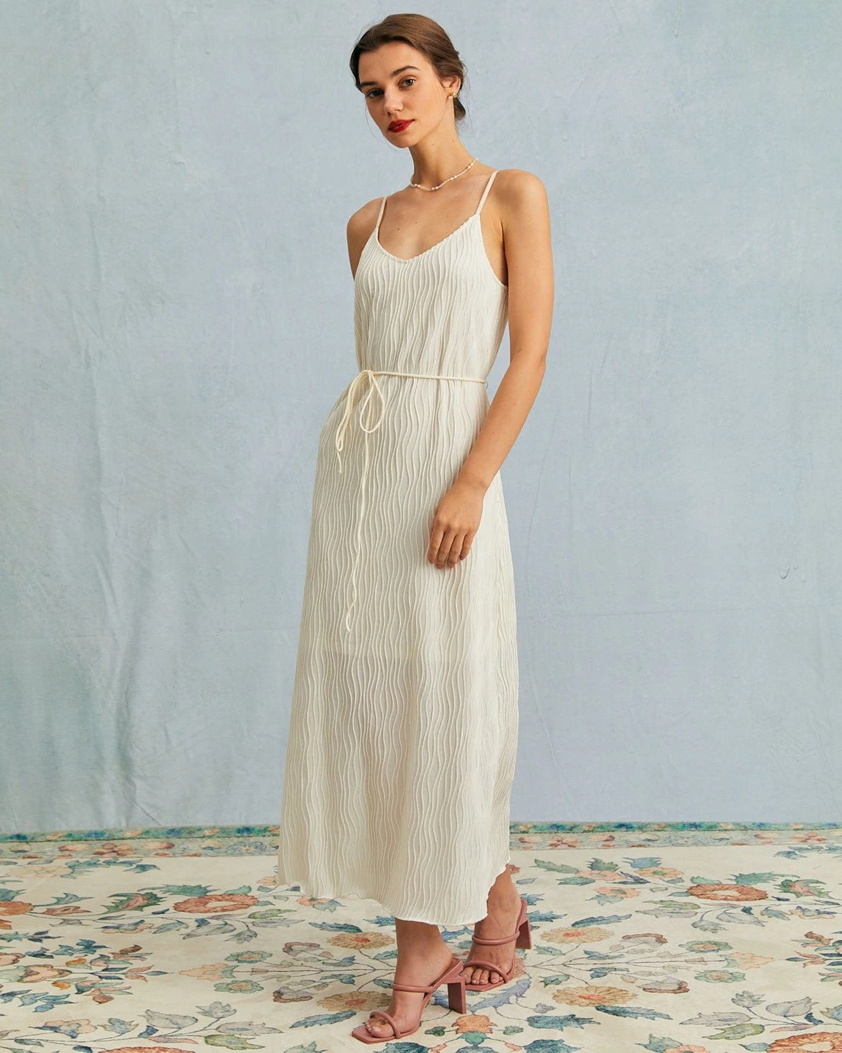 The Apricot Water Ripple Textured Straight Maxi Dress 1 The Apricot Water Ripple Textured Straight Maxi Dress