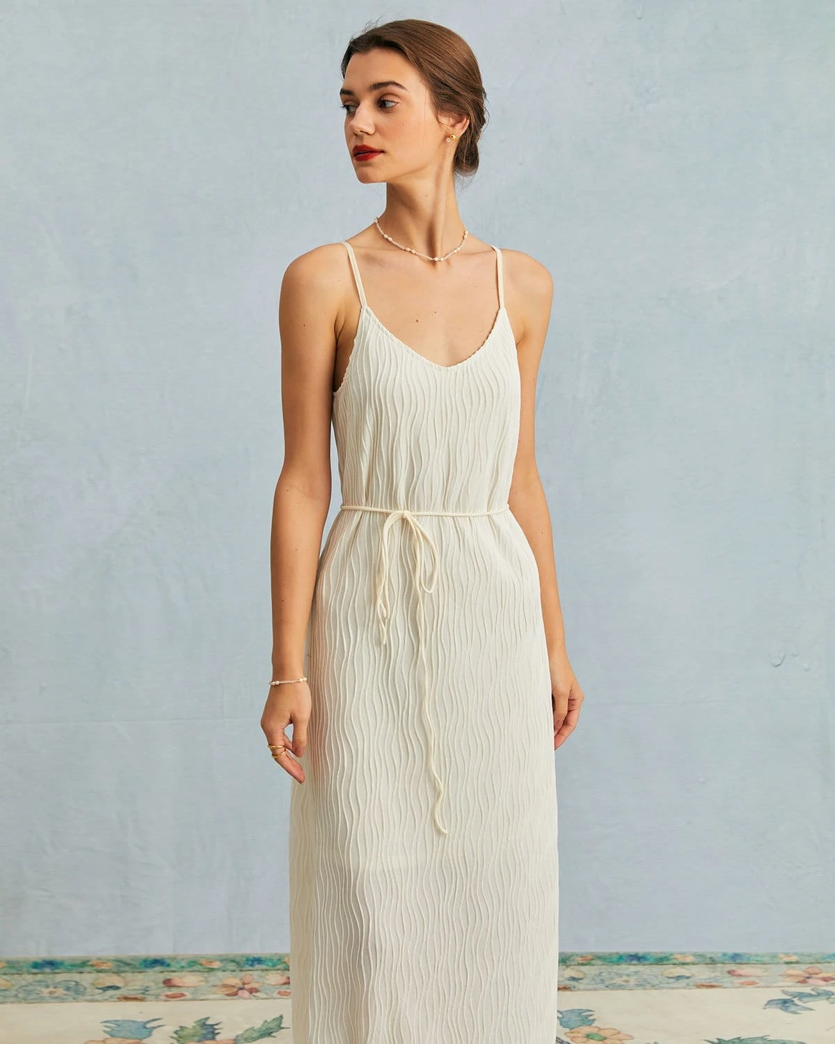 The Apricot Water Ripple Textured Straight Maxi Dress 3 The Apricot Water Ripple Textured Straight Maxi Dress - Image 3