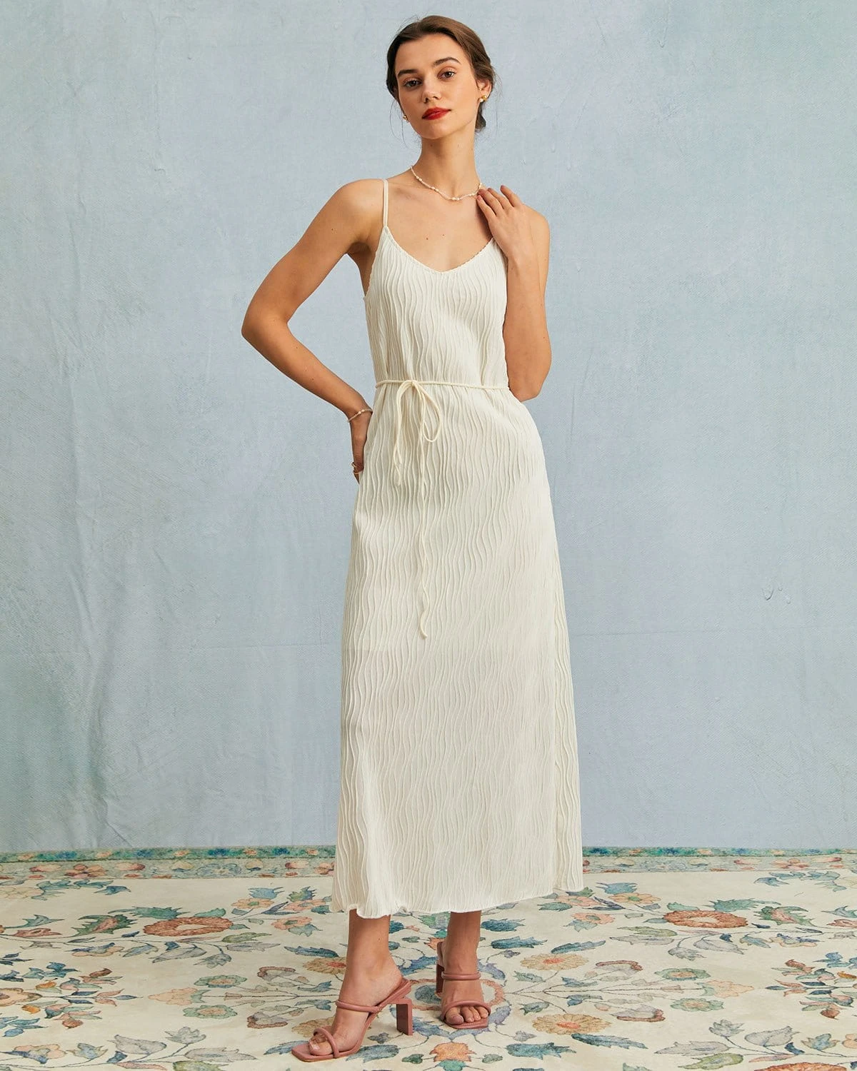 The Apricot Water Ripple Textured Straight Maxi Dress 2 The Apricot Water Ripple Textured Straight Maxi Dress - Image 2