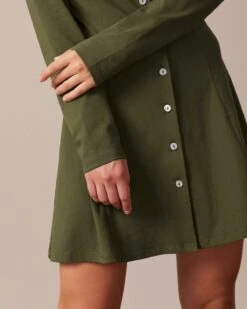 The Army Green Square Neck Button Mini Dress -CINN Clothing Shop the army green square neck button mini dress dresses bvyd4e