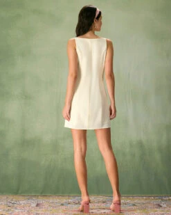 The Beige Boat Neck Button Mini Dress 16 The Beige Boat Neck Button Mini Dress -CINN Clothing Shop the beige boat neck button mini dress dresses sp41mp