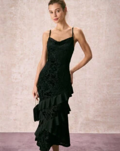 The Black V-Neck Ruffle Tiered Maxi Dress 9 The Black V-Neck Ruffle Tiered Maxi Dress -CINN Clothing Shop the black burnout ruffle maxi dress black dresses qjklcu