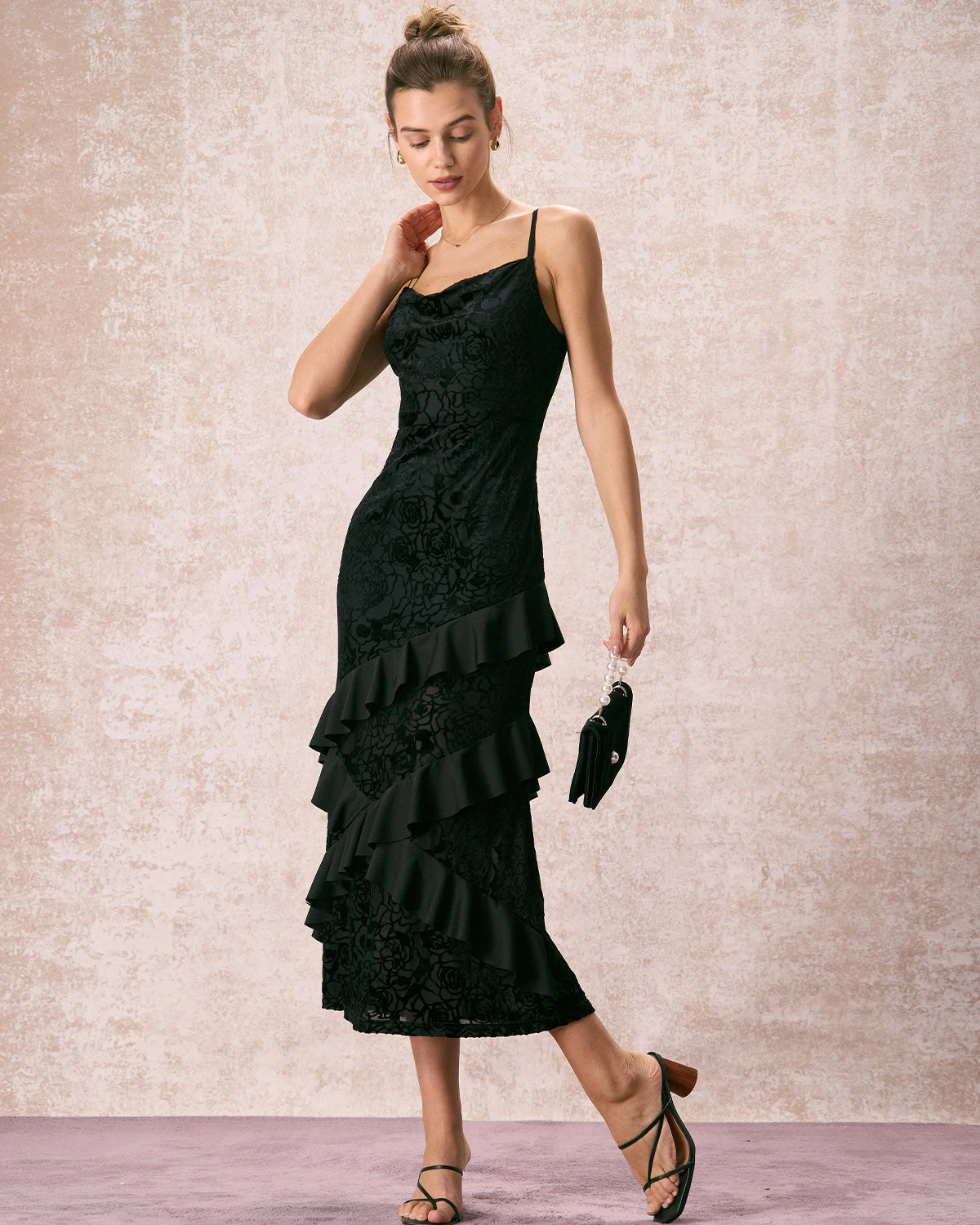 The Black V-Neck Ruffle Tiered Maxi Dress 1 The Black V-Neck Ruffle Tiered Maxi Dress