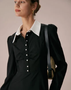 The Black Lapel Colorblock Ruched Mini Dress 11 The Black Lapel Colorblock Ruched Mini Dress -CINN Clothing Shop the black collared colorblock mini dress dresses k3zlbw