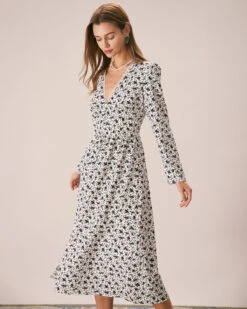 The Black Deep V Neck Floral Lace Midi Dress -CINN Clothing Shop the black deep v neck floral lace midi dress dresses xk4m37