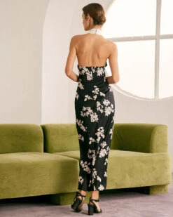 The Black Halter Floral Backless Maxi Dress 7 The Black Halter Floral Backless Maxi Dress -CINN Clothing Shop the black halter floral backless maxi dress dresses rulpar