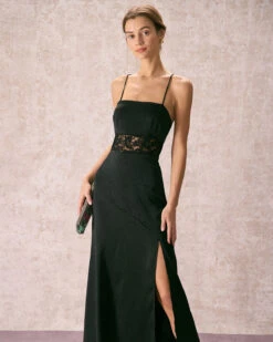 The Black Lace Criss Cross Back Maxi Dress -CINN Clothing Shop the black lace criss cross back maxi dress black dresses nnl1ul