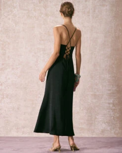 The Black Lace Criss Cross Back Maxi Dress -CINN Clothing Shop the black lace criss cross back maxi dress dresses ixds0r