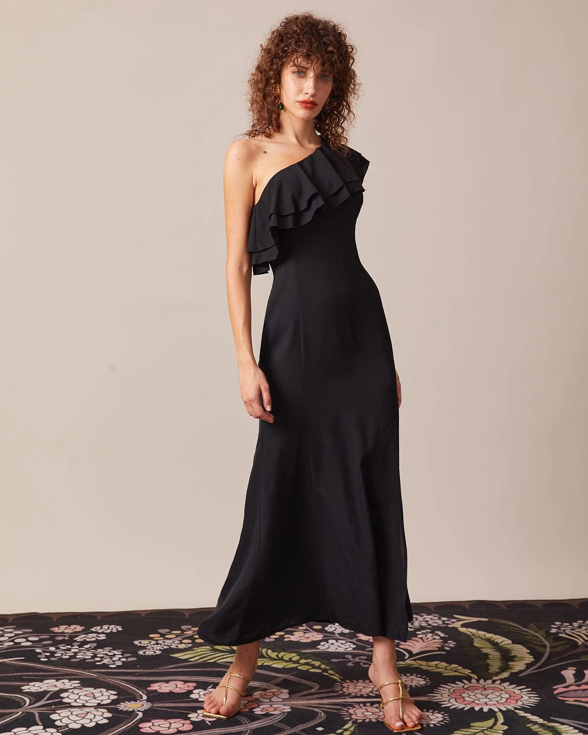 The Black One Shoulder Flounce Maxi Dress 1 The Black One Shoulder Flounce Maxi Dress