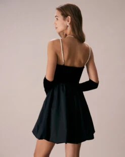 The Black Removable Straps Velvet Mini Dress -CINN Clothing Shop the black removable straps velvet mini dress dresses od60aj