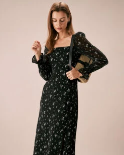 The Black Square Neck Floral Maxi Dress 7 The Black Square Neck Floral Maxi Dress -CINN Clothing Shop the black square neck floral maxi dress dresses ep0a6o