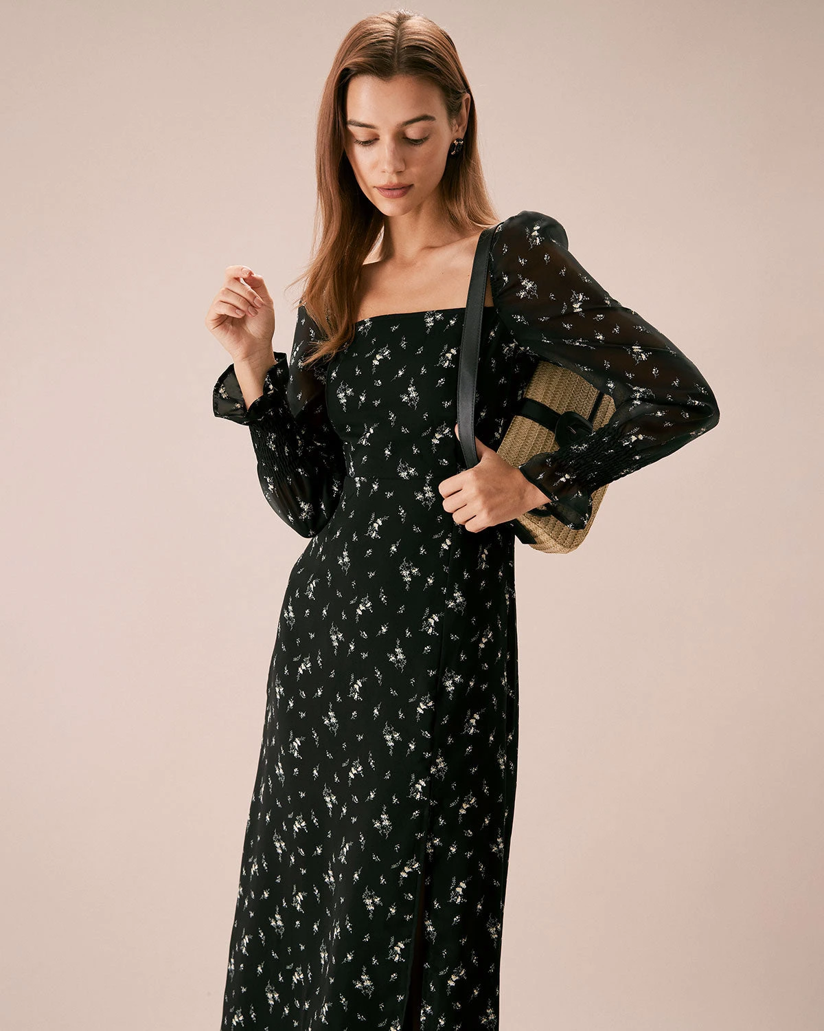 The Black Square Neck Floral Maxi Dress 3 The Black Square Neck Floral Maxi Dress - Image 3
