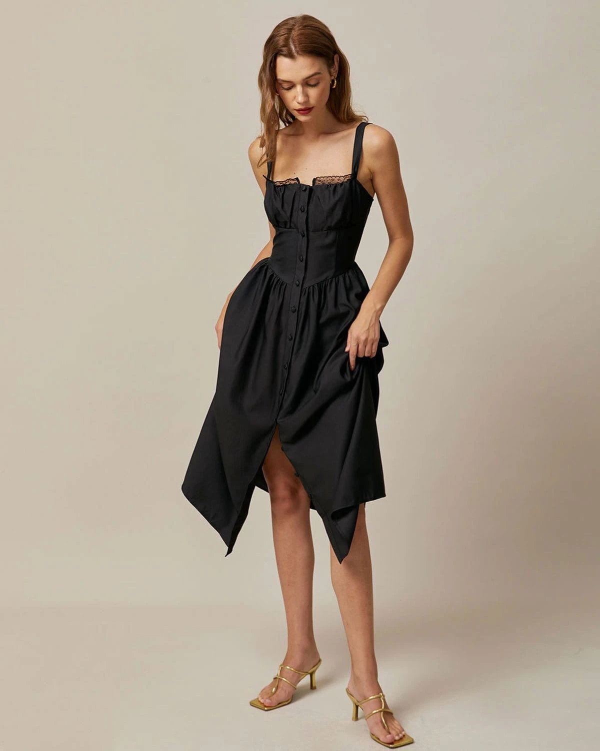 The Black Square Neck Lace Cami Midi Dress 5 The Black Square Neck Lace Cami Midi Dress - Image 5