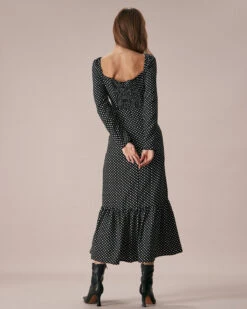 The Black Square Neck Polka Dot Maxi Dress -CINN Clothing Shop the black square neck polka dot maxi dress dresses hqff45