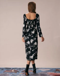 The Black Sweetheart Neck Floral Midi Dress 11 The Black Sweetheart Neck Floral Midi Dress -CINN Clothing Shop the black sweetheart neck floral midi dress dresses uhpyqo