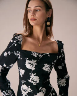 The Black Sweetheart Neck Floral Midi Dress 8 The Black Sweetheart Neck Floral Midi Dress -CINN Clothing Shop the black sweetheart neck floral midi dress dresses vuppki