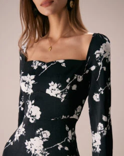 The Black Sweetheart Neck Floral Midi Dress 10 The Black Sweetheart Neck Floral Midi Dress -CINN Clothing Shop the black sweetheart neck floral midi dress dresses zamy9d