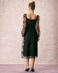 The Black Sweetheart Neck Mesh Midi Dress 11 The Black Sweetheart Neck Mesh Midi Dress -CINN Clothing Shop the black sweetheart neck mesh midi dress dresses s8elsw