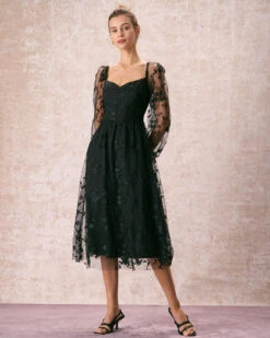 The Black Sweetheart Neck Mesh Midi Dress 9 The Black Sweetheart Neck Mesh Midi Dress -CINN Clothing Shop the black sweetheart neck mesh midi dress dresses zen7ck