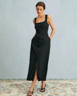 The Black U Neck Tie Back Sleeveless Maxi Dress 10 The Black U Neck Tie Back Sleeveless Maxi Dress -CINN Clothing Shop the black u neck tie back maxi dress dresses 70out5 499207
